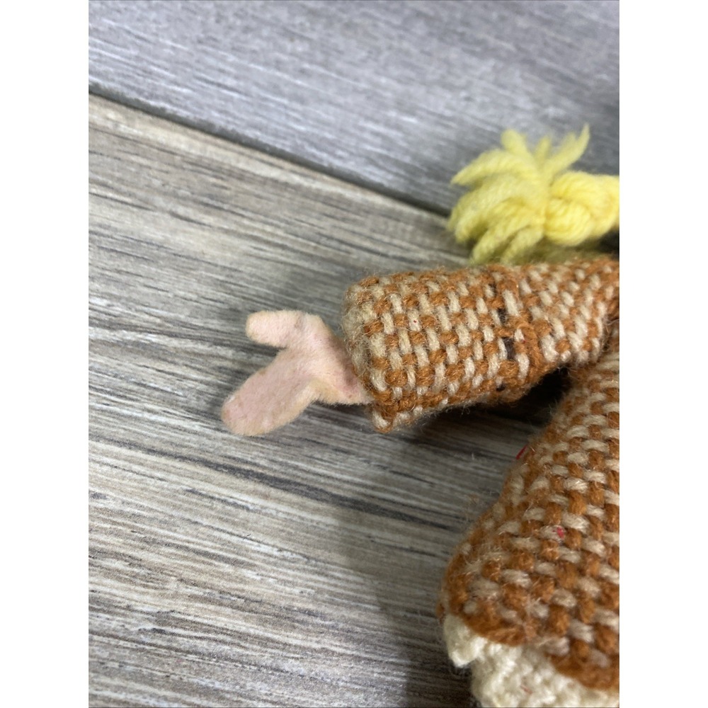 Unbranded Vintage Crochet Doll Girl Small Brown Blue Good Handmade Folk Art Toy - Picture 6 of 10